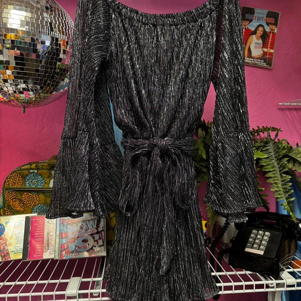 Black silver metallic dress